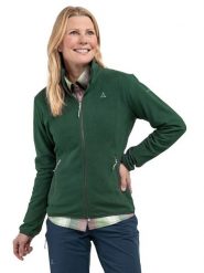 Schöffel Kurtka polarowa "Ash" w kolorze ciemnozielonym rozmiar: 38. Zielone kurtki Schöffel, bez wzorów, z polaru, bez kaptura. Za 173.99 zł.