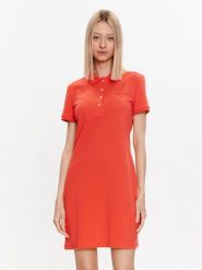 Lacoste Sukienka codzienna EF5473 Czerwony Slim Fit. Czerwone sukienki Lacoste, na co dzień, bez wzorów, z bawełny, bez kołnierzyka, bez ramiączek, proste. Za 369.99 zł.