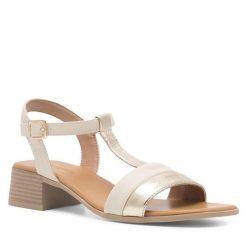 Sandały Clara Barson. Brązowe sandały Clara Barson, bez wzorów, bez obcasa, na słupku, bez zapięcia. Za 89.99 zł.