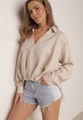 Niebieskie Szorty Jeansowe z Bawełną i Wysokim Stanem Ozdobione Postrzępieniem Stineans. Niebieskie szorty Born2be, bez wzorów, z bawełny, eleganckie. Za 89.99 zł.