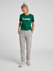 Koszulka sportowa z krótkim rękawem damska Hummel Cotton Logo. Zielone t-shirty sportowe Hummel, s, bez wzorów, z bawełny, bez ramiączek, do piłki nożnej. Za 39.69 zł.