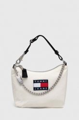 Tommy Jeans torebka kolor beżowy. Brązowe listonoszki Tommy Jeans, bez wzorów, z jeansu, na ramię, bez dodatków. Za 449.99 zł.
