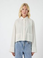 YAS Koszula w kolorze białym rozmiar: 36. Białe koszule YAS, bez wzorów, z bawełny, bez kołnierzyka, bez ramiączek. Za 145.60 zł.