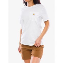 Koszulka bawełniana damska Carhartt Workwear Pocket S/S T-Shirt. Białe t-shirty sportowe Carhartt, s, bez wzorów, z bawełny, bez ramiączek. Za 93.99 zł.