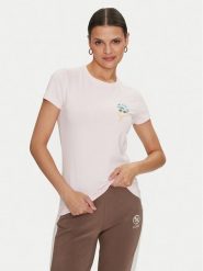 Guess T-Shirt Flowers W4YI30 J1314 Różowy Slim Fit. Czerwone t-shirty Guess, m, z aplikacjami, z bawełny, bez kołnierzyka, bez ramiączek. Za 89.99 zł.