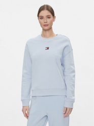 Tommy Jeans Bluza Badge DW0DW17325 Granatowy Regular Fit. Niebieskie bluzy Tommy Jeans, xs, bez wzorów, z bawełny, bez ramiączek, bez kaptura. Za 299.99 zł.