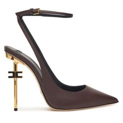 Sandały Elisabetta Franchi. Brązowe sandały Elisabetta Franchi, bez wzorów, bez obcasa, na szpilce, bez zapięcia. Za 2,169.00 zł.