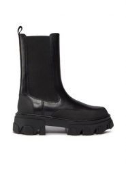 DKNY Sztyblety Jonie K3366233 Czarny. Czarne botki DKNY, bez wzorów, ze skóry, bez obcasa, na płaskiej podeszwie, bez zapięcia. Za 739.99 zł.