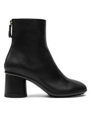 AGL Botki Curvy D245509PGSOFTY0000 Czarny. Czarne botki AGL, bez wzorów, ze skóry, bez obcasa, na słupku, bez zapięcia. Za 1,069.00 zł.