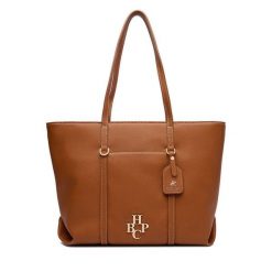 Torebka Beverly Hills Polo Club. Brązowe shopper bag Beverly Hills Polo Club, bez wzorów, bez dodatków. Za 229.99 zł.