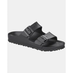 Klapki Birkenstock Arizona Eva. Czarne klapki Birkenstock, bez wzorów, z materiału, bez obcasa, bez zapięcia. Za 332.00 zł.