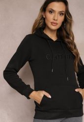 Czarna Ocieplana Bluza z Haftem i Kapturem Ieliana. Czarne bluzy Renee, l, bez wzorów, z dzianiny, casualowe, bez ramiączek, z kapturem. W wyprzedaży za 71.99 zł.