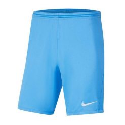 Spodenki Z Dzianiny Dla Dzieci Park III. Niebieskie szorty Nike, bez wzorów, z dzianiny, sportowe. Za 97.99 zł.