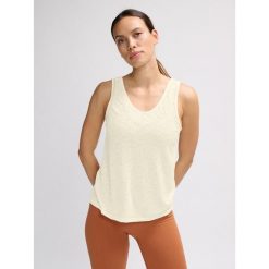 Damski tank top Hummel MT Light Burnout. Białe topy Hummel, bez wzorów, sportowe, bez kołnierzyka, bez ramiączek. Za 158.50 zł.