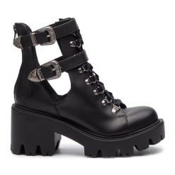 Botki Altercore. Czarne botki Altercore, bez wzorów, bez obcasa, na słupku, bez zapięcia. Za 319.99 zł.