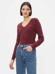 Gant Sweter 4800101 Bordowy Slim Fit. Czerwone swetry Gant, xs, bez wzorów, z bawełny, bez ramiączek. Za 649.99 zł.