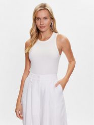 Tommy Hilfiger Top WW0WW38635 Biały Slim Fit. Białe topy Tommy Hilfiger, xxs, bez wzorów, z wiskozy, bez kołnierzyka, bez ramiączek. Za 129.99 zł.