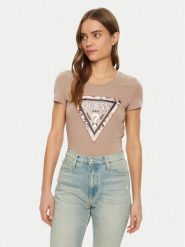 Guess T-Shirt W5RI22 J1314 Brązowy Regular Fit. Brązowe t-shirty Guess, s, z aplikacjami, z bawełny, bez kołnierzyka, bez ramiączek. Za 159.99 zł.