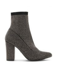 Nine West Botki KAS BYCCC03 Czarny. Czarne botki Nine West, bez wzorów, z materiału, bez obcasa, na słupku, bez zapięcia. Za 149.99 zł.