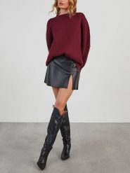 Milan Kiss Sweter w kolorze bordowym rozmiar: M. Czerwone swetry Milan Kiss, m, bez wzorów, prążkowane, bez ramiączek. Za 187.52 zł.