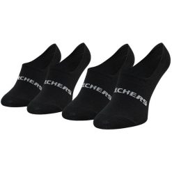 Skarpetki sportowe dla dorosłych 2PPK Mesh Ventilation Footies Socks. Czarne skarpetki Skechers, bez wzorów, z bawełny. Za 29.99 zł.