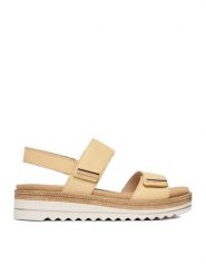 Remonte Sandały CEO-D0Q59-68 Żółty. Żółte sandały Remonte, bez wzorów, ze skóry, bez obcasa, na płaskiej podeszwie, bez zapięcia. Za 379.99 zł.