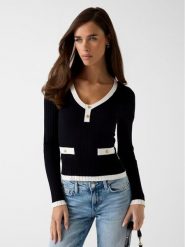 Guess Sweter 180588 Czarny Classic Fit. Czarne swetry Guess, xs, z aplikacjami, bez ramiączek. Za 395.00 zł.