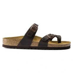 Japonki damskie BIRKENSTOCK MAYARI LEOI. Brązowe japonki Birkenstock, bez wzorów, biznesowe. Za 449.99 zł.