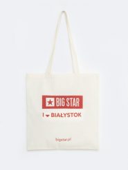 Torba bawełniana unisex Białystok 102. Białe torby podróżne BIG STAR, z aplikacjami, z bawełny, na ramię, z nadrukiem. Za 4.99 zł.