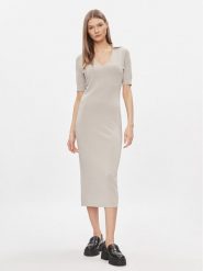 Calvin Klein Sukienka dzianinowa K20K206519 Beżowy Regular Fit. Brązowe sukienki Calvin Klein, xs, bez wzorów, z bawełny, bez kołnierzyka, bez ramiączek. Za 449.99 zł.