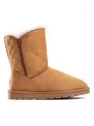 ISLAND BOOT Botki zimowe "Zasha" w kolorze jasnobrązowym rozmiar: 36. Brązowe botki Island Boot, bez wzorów, z materiału, bez obcasa, bez zapięcia. Za 138.21 zł.
