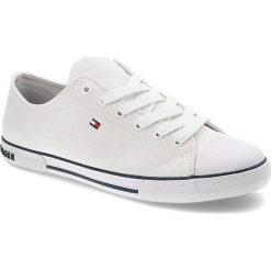 Białe Trampki Tommy Hilfiger Klasyczne Buty Damskie. Białe trampki Tommy Hilfiger, z aplikacjami, z materiału, casualowe, bez zapięcia. Za 279.00 zł.