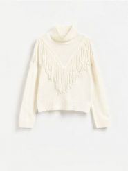 Sweter z dodatkiem wełny - złamana biel. Swetry Reserved, l, bez wzorów, z dzianiny, bez ramiączek. Za 249.99 zł.