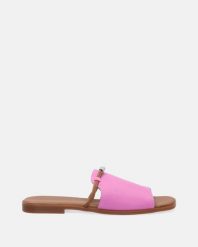 KLAPKI DAMSKIE W KOLORZE RÓŻOWYM 0013172 FUXIA. Czerwone klapki Venezia, bez wzorów, ze skóry, bez obcasa, bez zapięcia. Za 219.00 zł.