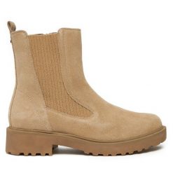 Botki Caprice. Brązowe botki Caprice, bez wzorów, bez obcasa, na płaskiej podeszwie, bez zapięcia. Za 269.99 zł.