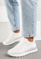 Białe Sneakersy Zdobione Koronką Callriva. Białe buty sportowe lifestyle Born2be, z aplikacjami, z jeansu, boho, bez zapięcia. W wyprzedaży za 93.49 zł.
