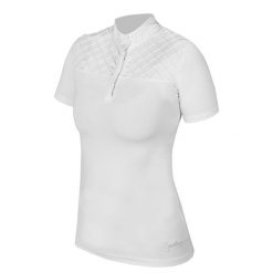 Damska koszulka poligraficzna competition polo Horka Classy. Białe t-shirty sportowe Horka, bez wzorów, z materiału, bez ramiączek, do jazdy konnej. Za 281.50 zł.