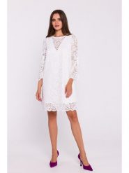 Stylove Sukienka w kolorze białym rozmiar: S. Białe sukienki Stylove, s, bez wzorów, z koronki, bez kołnierzyka, bez ramiączek, mini. Za 315.95 zł.