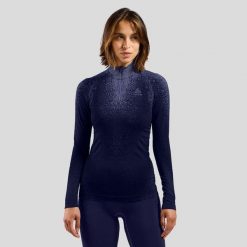 Bielizna termoaktywna z długim rękawem Odlo BL TOP turtle neck l/s half zip. Niebieskia koszule nocne ODLO, l, bez wzorów, bez ramiączek. W wyprzedaży za 335.99 zł.