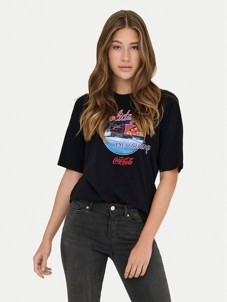 ONLY T-Shirt Coca Cola 15355794 Czarny Regular Fit. Czarne t-shirty ONLY, xl, bez wzorów, z bawełny, bez kołnierzyka, bez ramiączek. Za 59.99 zł.