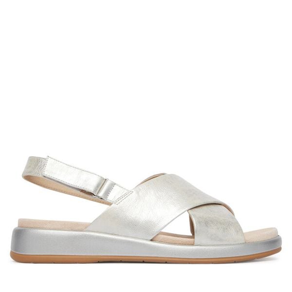 Sandały Caprice. Szare sandały Caprice, bez wzorów, bez obcasa, na płaskiej podeszwie, bez zapięcia. Za 339.99 zł.