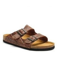 Comfortfusse Skórzane klapki w kolorze brązowym rozmiar: 43. Brązowe klapki Comfortfüße, bez wzorów, klasyczne, z otwartym noskiem, bez obcasa, bez zapięcia. Za 260.99 zł.