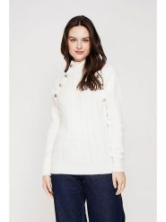 C& Jo Sweter w kolorze białym rozmiar: 38. Białe swetry C& Jo, bez wzorów, ze splotem, klasyczne, bez ramiączek. Za 143.99 zł.