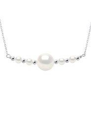 Mitzuko Srebrny naszyjnik z perłami - dł. 38 cm rozmiar: onesize. Szare naszyjniki Mitzuko, z materiału, z perłą, srebrne. Za 269.75 zł.