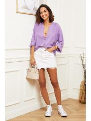 Naturelle en lin Lniana bluzka "Barcelona" w kolorze fioletowym rozmiar: 34/36. Różowe bluzki Naturelle en lin, bez wzorów, z koronki, klasyczne, bez kołnierzyka, bez ramiączek. Za 130.99 zł.