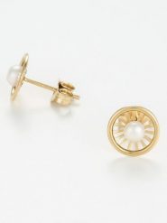 OR ÉCLAT Złote kolczyki-wkrętki "Avaro" z perłami rozmiar: onesize. Żółte kolczyki Or Éclat, z perłą, złote. Za 434.99 zł.