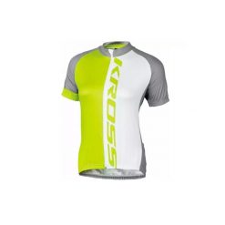 Koszulka Kross Szary, Biały i Limonkowy - Flow Lady. Białe t-shirty sportowe KROSS BIKES, bez wzorów, z poliesteru, bez ramiączek. Za 179.00 zł.
