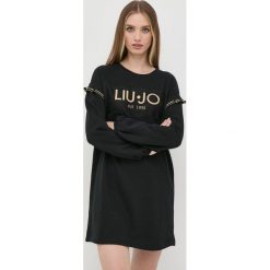 Liu Jo sukienka WF2403.F0912 kolor czarny mini oversize. Czarne sukienki Liu Jo, l, bez wzorów, z dzianiny, bez kołnierzyka, bez ramiączek, maxi, oversize. Za 739.99 zł.