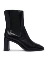 Calvin Klein Botki Block Heel Chelsea Boot Lth HW0HW03177 Czarny. Czarne botki Calvin Klein, bez wzorów, ze skóry, bez obcasa, na słupku, bez zapięcia. Za 799.99 zł.