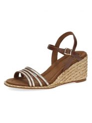 Caprice Skórzane sandały w kolorze złoto-brązowym na koturnie rozmiar: 40. Brązowe sandały Caprice, bez wzorów, z otwartym noskiem, bez obcasa, na koturnie, bez zapięcia. Za 171.28 zł.